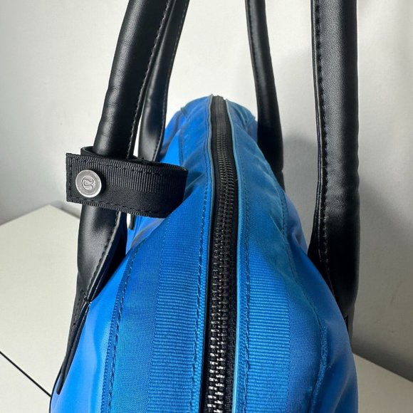 Lululemon Black Blue Happy Hatha Hour Bag Blue Paisley Interior Exterior Pockets - Picture 9 of 16